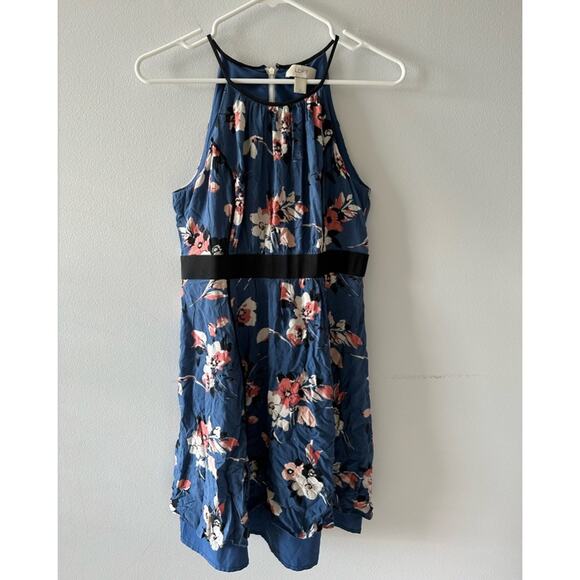 Loft Ann Taylor Dress Women's 0 Blue Floral Halter Mini Short Spring Sundress - Picture 1 of 10